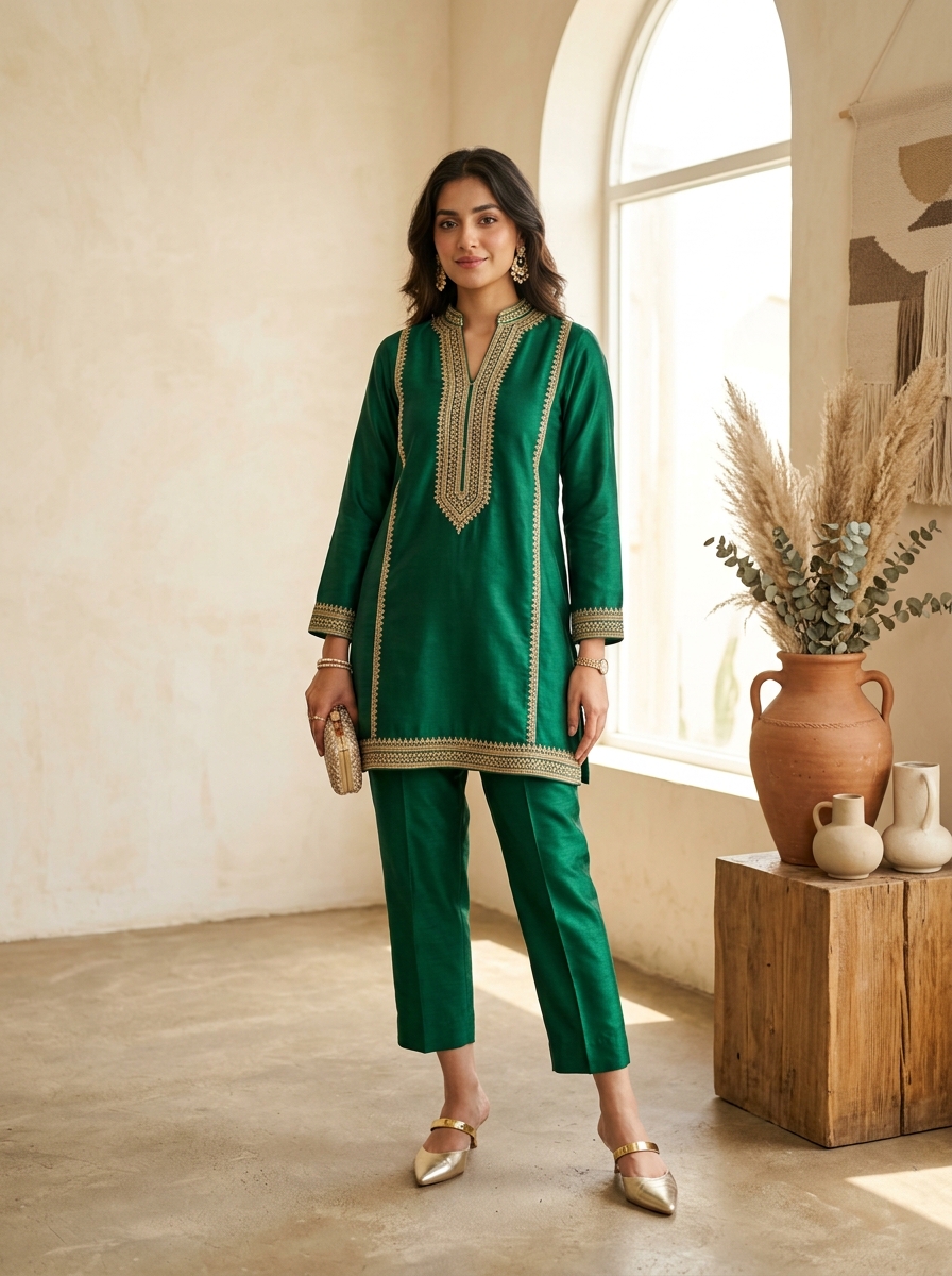 Royal Emerald Silk Pret Kurti