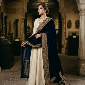 Midnight Velvet Embroidered Shawl Set
