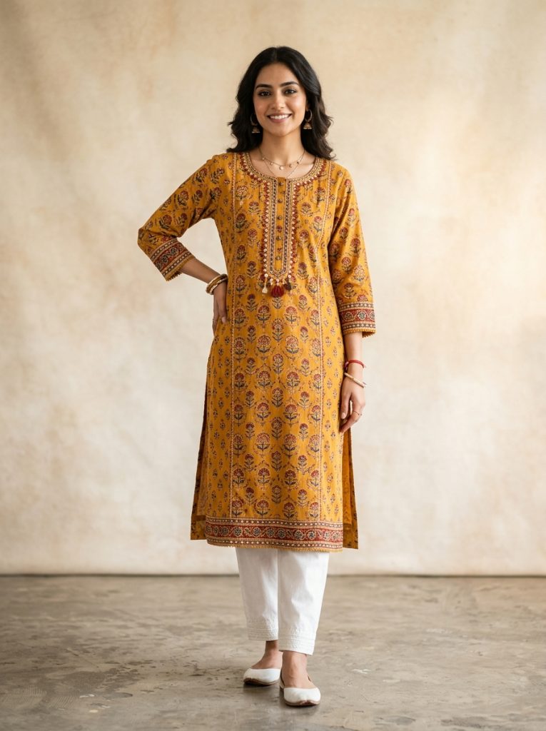 Zaffron Hand-Block Printed Cotton Shirt