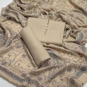 Unstitched Pashmina Suit with Matching Embroidery Shawl