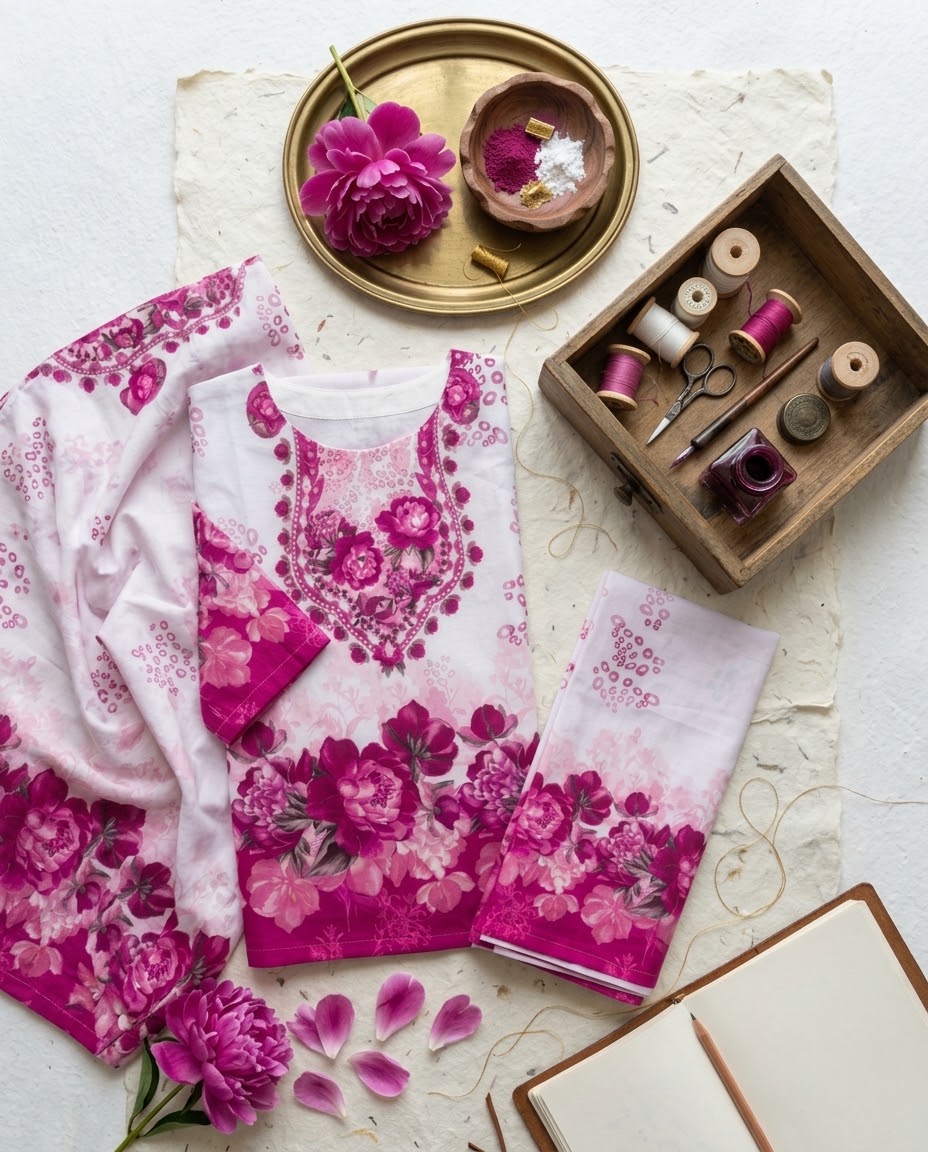 Vibrant Floral Magenta 2-Piece Suit - Image 2