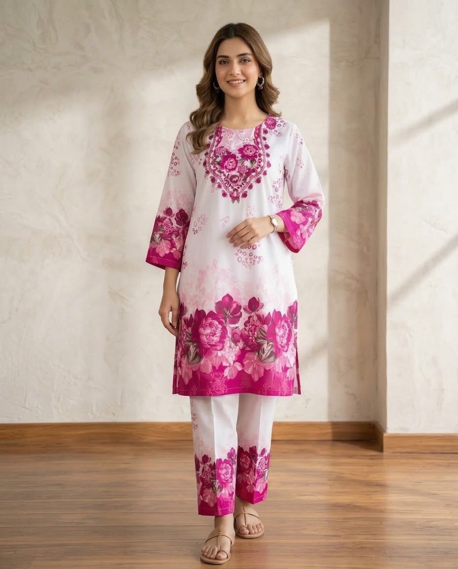Vibrant Floral Magenta 2-Piece Suit